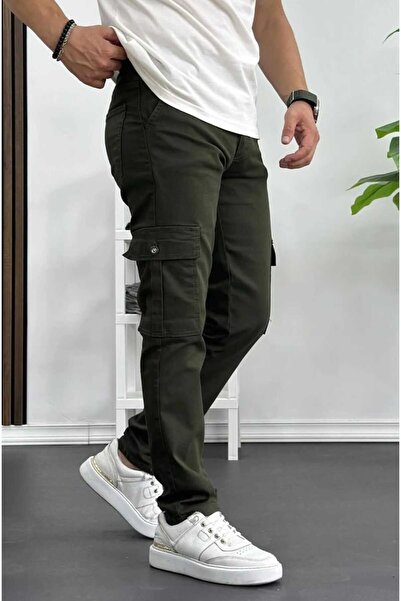 Denim Men's Side Pocket Cargo Pants Black Buttoned with Lighe and Shaper