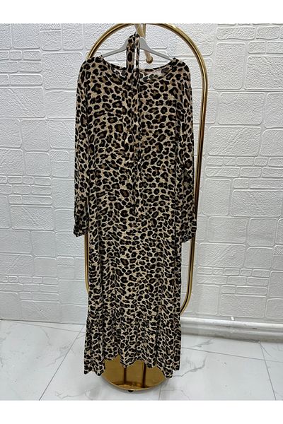 Zeynep Butik Φόρεμα με λεοπάρ ύφασμα βισκόζης 1688