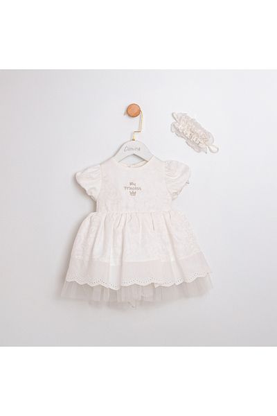 ministok White Princess Double Baby Girl Set with Hair Accessories