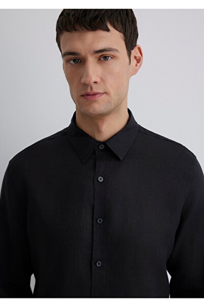Mavi %100 keten slim fit erkek