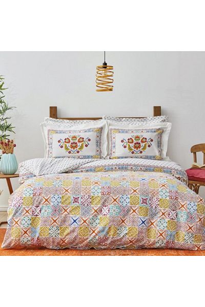 Karaca Karaca Home Lumina Gelb %100 Baumwoll Doppelbettbezug Set