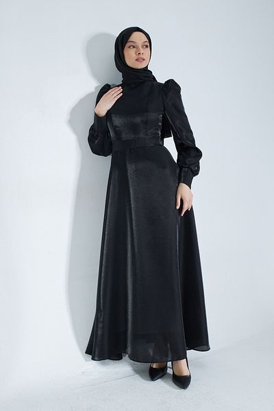 Azeem Glitter Satin Hijab Evening Dress, Graduation, Engagement, Wedding, Promise Dress