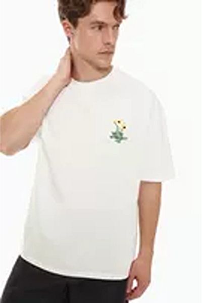 ACTIVE MODA - Men's Short Sleeve Tshirt Flower Printed Large Size Oversize Cotton