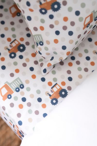Petille Collection Baby Poplin Fitted Sheet - Truck
