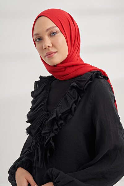 ARMANDA Rustik Pamuksu Şal Kırmızı Rengi (ince rahat konforlu ütü istemez)