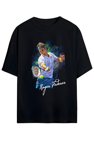 MAGORS Tricou unisex din bumbac pentru fanii legendei tenisului Roger Federer