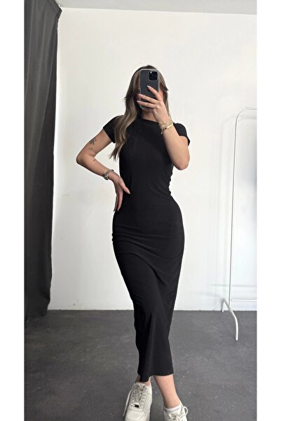 nona butik Mathew Midi Elbise - Siyah