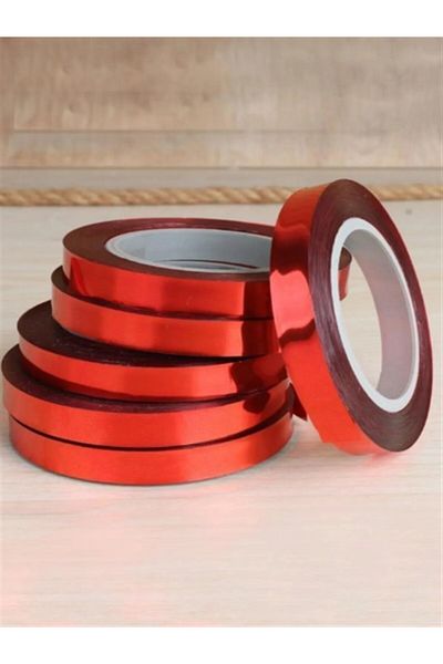 Onay Store Red Red Shiny Metallized Raffia 25 Meters - Raffia Balloon String and Gift Wrap Ornament Ribbon