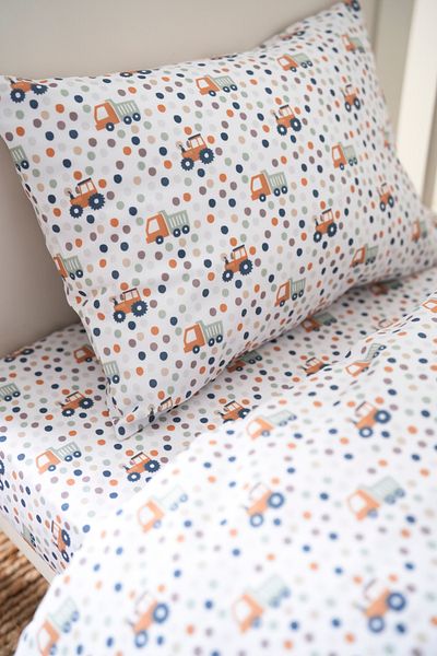 Petille Collection Baby Poplin Fitted Sheet - Truck