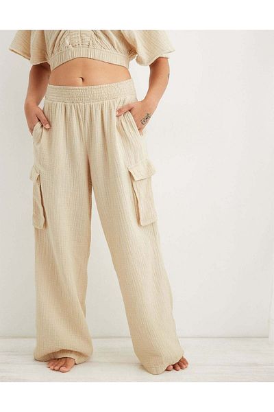 AMERICAN EAGLE Aerie Gauzy High Waisted Cargo Pant