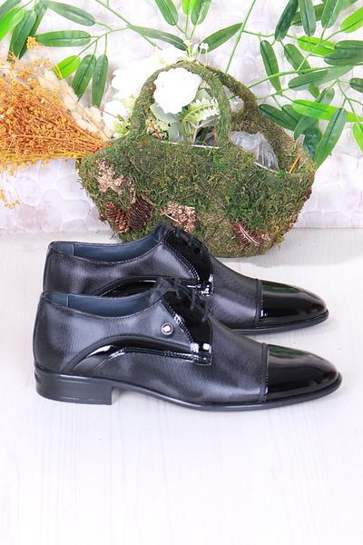 Pierre Cardin 7058 Μαύρα λουστρίνια παπούτσια γαμπρού Παπούτσια κοστουμιών Ανδρικά κλασικά παπούτσια