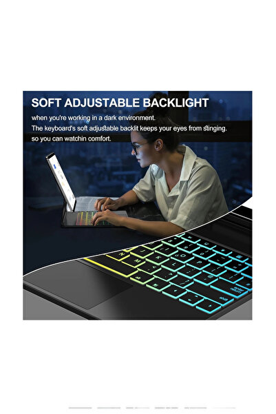 TOKQI Galaxy S10 FE "10.9"İNÇ Uyumlu Magic Keyboard Touchpad RGB Işıklı Klavyeli Kılıf