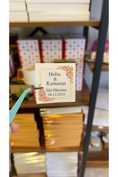 ARLetikettasarım Promise, Henna, Engagement Chocolate Tag 3,5X3,5 cm 70 Pieces - Arletikettasarım