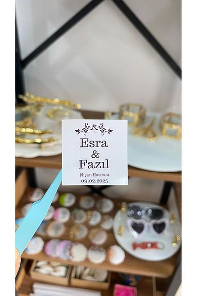 ARLetikettasarım Promise, Henna, Engagement Chocolate Tag 3,5X3,5 cm 70 Pieces - Arletikettasarım