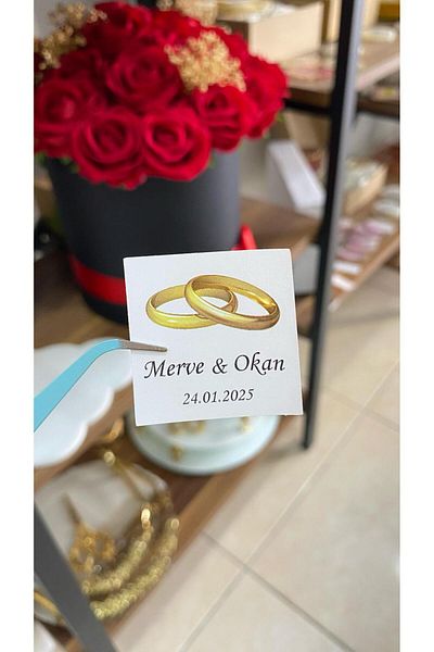 ARLetikettasarım 70 Pieces of Rings Songs, Henna, Engagement and Chocolate Tags in 3,5X3,5 cm
