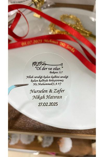 ARLetikettasarım Transparent Label Baccarat Surah 4X5 cm 42 Pieces Promise, Henna, Engagement, Wedding - Arletikettasarım