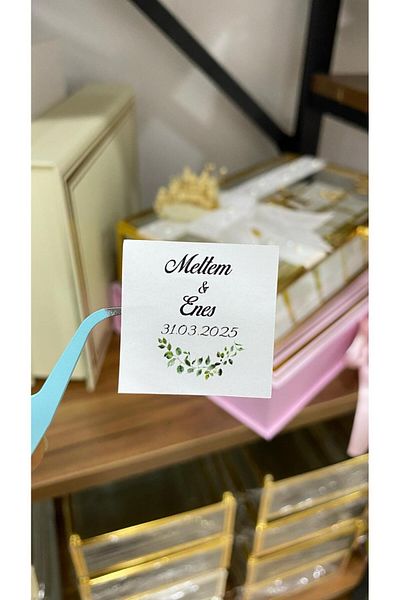 ARLetikettasarım Promise, Henna, Engagement Chocolate Tag 3,5X3,5 cm 70 Pieces - Arletikettasarım