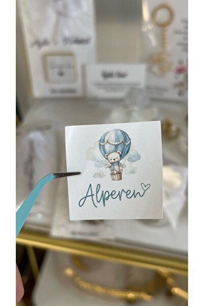 arl etiket tasarım dijital baskı merkezi Yenidoğan Çikolata Etiketi 3,5x3,5 cm 88 Adet Kişiye Özel -