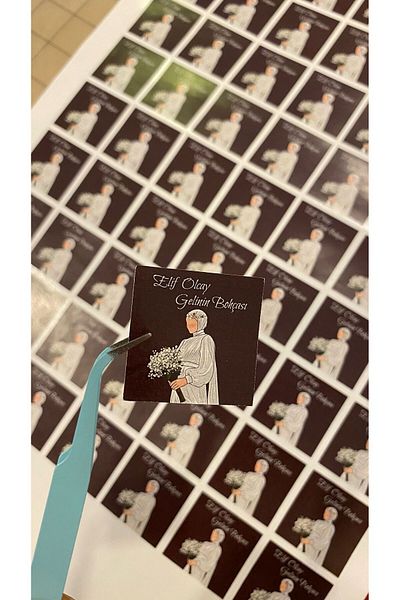 ARLetikettasarım Bridal Bundle Tag Square 4X4 cm 54 Pieces - Arletikettasarım
