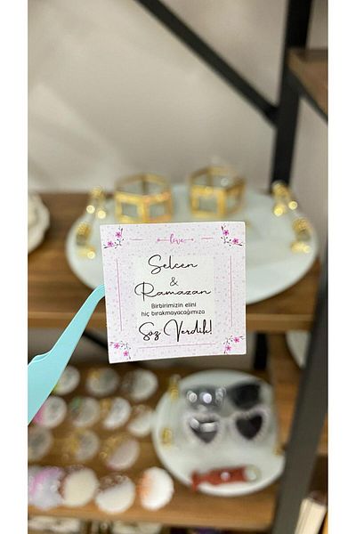 ARLetikettasarım Promise, Henna, Engagement Chocolate Tag 3,5X3,5 cm 70 Pieces - Arletikettasarım