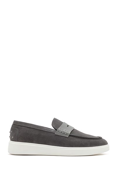 Derimod Men's Gray Thick Soled Suede Leather Casual Loafer 25Sfd 740910