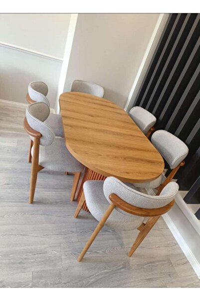 Kızılaslan Mobilya Bohem Masa + 6 Sandalye Yemek Odası Takımı Salon Takımı Ye...