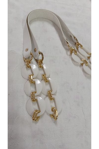 rüya hobi 2 bucăți din piele artificială acrilic model geantă tricotată și mânere din piele ALB