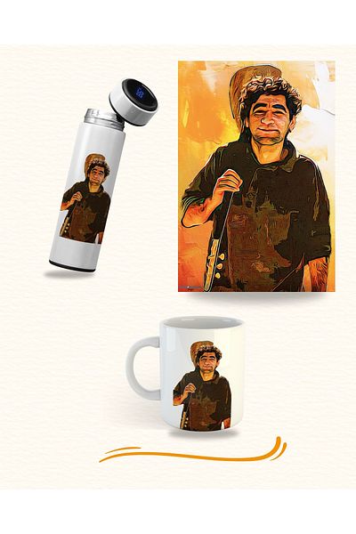 ZERYA Ciwan Haco Designed Mug Thermos and Poster Set (1 Mug, 1 Poster, 1 Thermos)