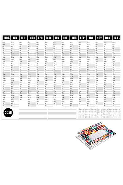 Choice ورقة مخطط تقويم C-2025 2025 2024، تقويم حائط كبير، قائمة مهام Kawaii، ...