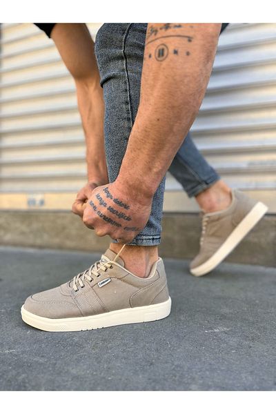 BZ Moda BZ0118 REX Ανδρικά παπούτσια με κορδόνια από λινό ύφασμα KKT - Μπεζ