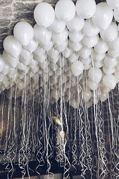 party world 50'li İpli Pastel Beyaz Lateks Balon Seti 12 inç