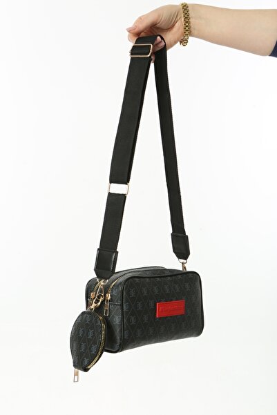 Baghashtag Μαύρη δερμάτινη τσάντα με διπλό φερμουάρ με μίνιμαλ σχέδιο