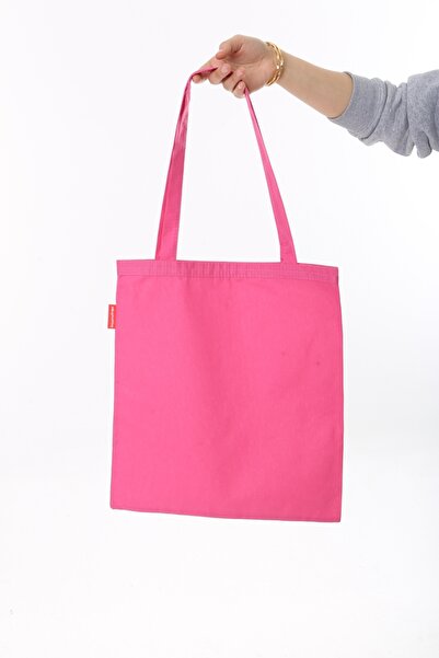 Baghashtag Baskısız Pembe Bez Çanta