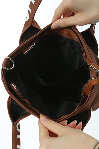 Baghashtag Tan Mini Waterproof Handle Written Tote Bag