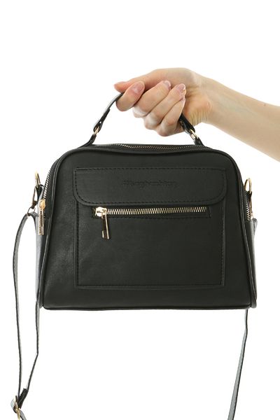 Baghashtag Black Business Style 3 Pocket Lined Leather Bag