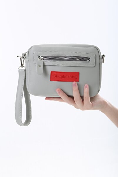 Baghashtag Gray Tiny Unisex 3 Compartment Leather Bag
