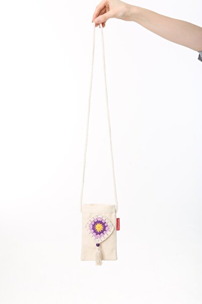 Baghashtag Τηλεφωνική τσάντα από μωβ μοτίβο, κεντημένη στο χέρι