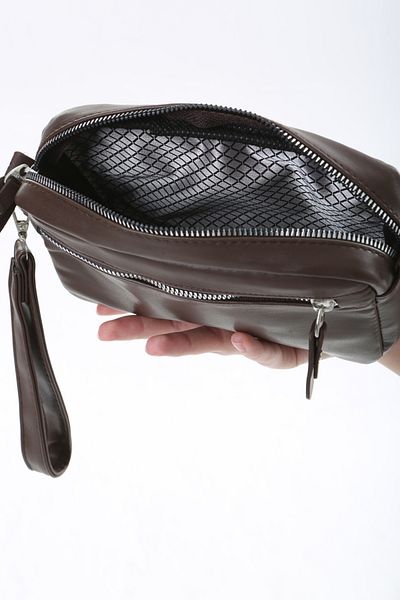 Baghashtag Σκούρο καφέ Μικροσκοπική Unisex Δερμάτινη τσάντα 3 θέσεων