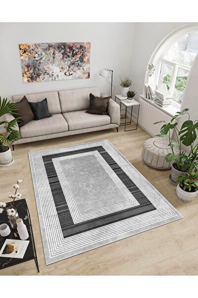 Dijidekor Shine M(41) Covor decorativ digital cu imprimeu gri, fără franjuri,...