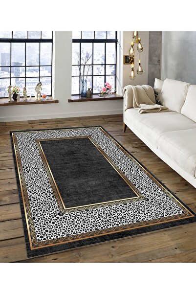 Dijidekor سجادة زخرفية رقمية مطبوع من شاين إم (111) أنثراسايت بدون حواف ومضاد...