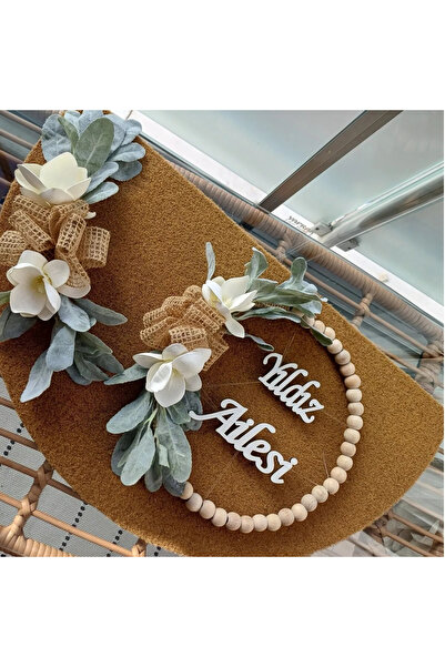 Okaliptus Tasarım Magnolia Door and Mat Set Gift Set of 2