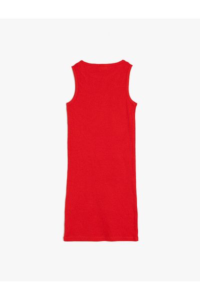 Koton New Season Ribbed Cotton Dress with Window Detail