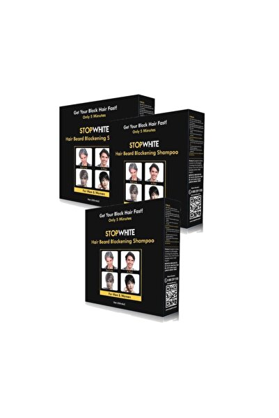 STOP WHITE Saç Sakal Siyahlaştırıcı Şampuan Seti 400 ml x 3 Set