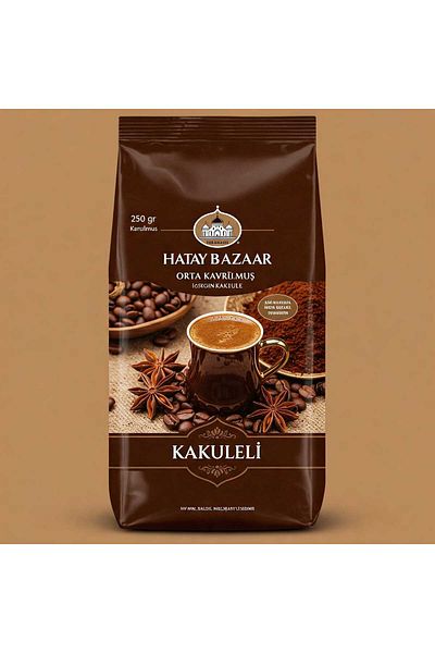 HatayBazaar HatayBazaar- 250 Gr. Medium Roasted Fresh Turkish Coffee with Cardamom (henli̇)