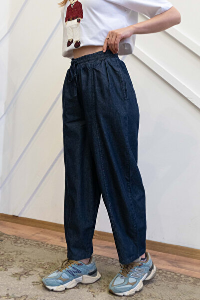 Suziş KADIN YUMUŞAK DENİM KUMAŞ BELİ LASTİKLİ ŞALVAR MODEL PANTOLON 0088