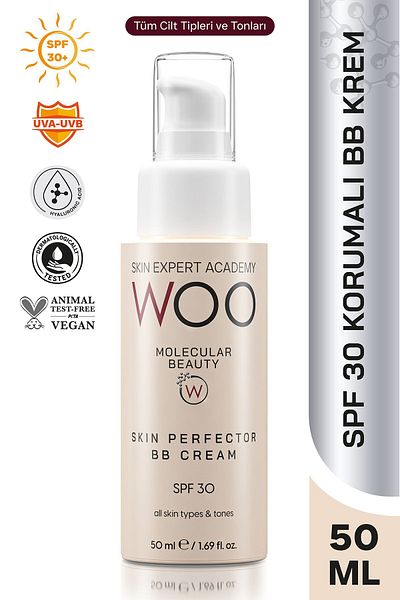 WOO Skin Expert Academy Skin Perfector BB Face Cream - SPF 30, Perfecting, Tone Equalizing Concealer, Sun Protection 50ml