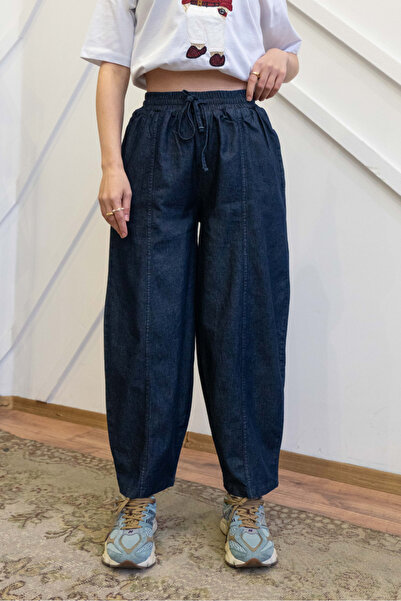 Suziş KADIN YUMUŞAK DENİM KUMAŞ BELİ LASTİKLİ ŞALVAR MODEL PANTOLON 0088