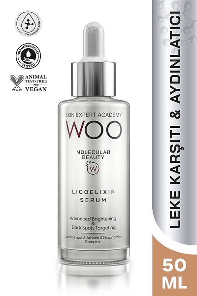WOO Skin Expert Academy Licoelixir Brightening and Anti-Blemish Serum 50 ml Even Skin Tone Arbutin Licorice Niacinamide