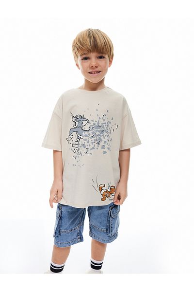 Koton New Season Cotton Licensed Short Sleeve Tom and Jerry Printed T-Shirt