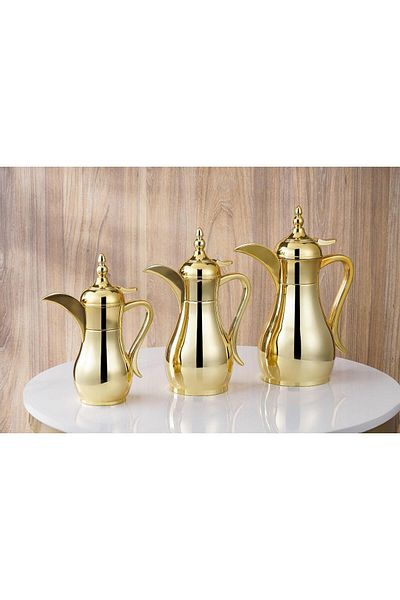 aljahwari 600ml Full Gold Arabic Coffee Pot